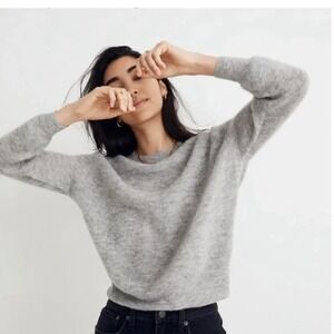 Madewell Alpaca Blend Elliston Crop Pullover Sweater Gray NG697 Womens Small